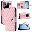 For Xiaomi 15S Pro 5G Rhombic Texture Flip Leather Phone Case with Lanyard(Pink) - 1
