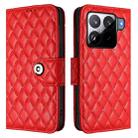 For Xiaomi 15S Pro 5G Rhombic Texture Flip Leather Phone Case with Lanyard(Red) - 2