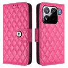 For Xiaomi 15S Pro 5G Rhombic Texture Flip Leather Phone Case with Lanyard(Rose Red) - 2