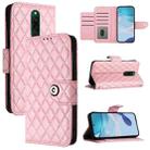 For Redmi 8 Rhombic Texture Flip Leather Phone Case with Lanyard(Pink) - 1
