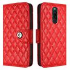 For Redmi 8 Rhombic Texture Flip Leather Phone Case with Lanyard(Red) - 2