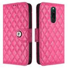 For Redmi 8 Rhombic Texture Flip Leather Phone Case with Lanyard(Rose Red) - 2