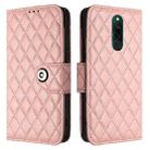 For Redmi 8 Rhombic Texture Flip Leather Phone Case with Lanyard(Coral Pink) - 2