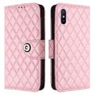 For Redmi 9A / 9i / 9AT Rhombic Texture Flip Leather Phone Case with Lanyard(Pink) - 2