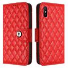 For Redmi 9A / 9i / 9AT Rhombic Texture Flip Leather Phone Case with Lanyard(Red) - 2