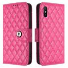 For Redmi 9A / 9i / 9AT Rhombic Texture Flip Leather Phone Case with Lanyard(Rose Red) - 2