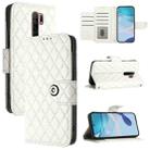 For Redmi 9 / 9 Prime India Rhombic Texture Flip Leather Phone Case with Lanyard(White) - 1