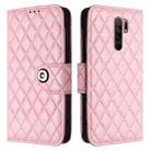 For Redmi 9 / 9 Prime India Rhombic Texture Flip Leather Phone Case with Lanyard(Pink) - 2