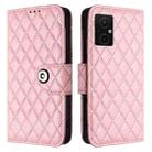 For Redmi 10 Prime+ 5G India Rhombic Texture Flip Leather Phone Case with Lanyard(Pink) - 2