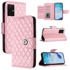 For Redmi 11 Prime 5G / Redmi 10 5G Rhombic Texture Flip Leather Phone Case with Lanyard(Pink) - 1