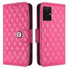 For Redmi Note 11R / Note 11E Rhombic Texture Flip Leather Phone Case with Lanyard(Rose Red) - 2