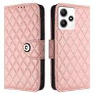 For Redmi 12 4G Global / India Rhombic Texture Flip Leather Phone Case with Lanyard(Coral Pink) - 2