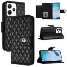 For Redmi 12 5G Global / India Rhombic Texture Flip Leather Phone Case with Lanyard(Black) - 1