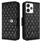 For Redmi 12 5G Global / India Rhombic Texture Flip Leather Phone Case with Lanyard(Black) - 2
