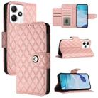 For Redmi 12 5G Global / India Rhombic Texture Flip Leather Phone Case with Lanyard(Coral Pink) - 1