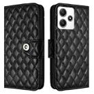 For Redmi Note 12R Rhombic Texture Flip Leather Phone Case with Lanyard(Black) - 2