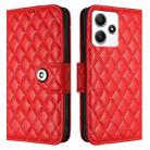 For Redmi Note 12R Rhombic Texture Flip Leather Phone Case with Lanyard(Red) - 2