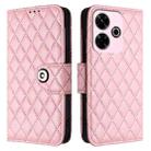 For Redmi 13 4G / Note 13R Rhombic Texture Flip Leather Phone Case with Lanyard(Pink) - 2