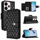 For Redmi 13 4G / Note 13R Rhombic Texture Flip Leather Phone Case with Lanyard(Black) - 1