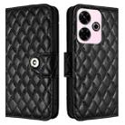 For Redmi 13 4G / Note 13R Rhombic Texture Flip Leather Phone Case with Lanyard(Black) - 2