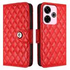 For Redmi 13 4G / Note 13R Rhombic Texture Flip Leather Phone Case with Lanyard(Red) - 2