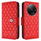 For Redmi A3 Rhombic Texture Flip Leather Phone Case with Lanyard(Red) - 2