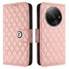 For Redmi A3 Rhombic Texture Flip Leather Phone Case with Lanyard(Coral Pink) - 2