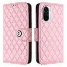 For Redmi K40 / K40 Pro Rhombic Texture Flip Leather Phone Case with Lanyard(Pink) - 2