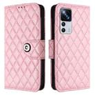 For Redmi K50 Ultra Rhombic Texture Flip Leather Phone Case with Lanyard(Pink) - 2