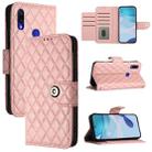 For Redmi Note 7 / 7 Pro / 7S Rhombic Texture Flip Leather Phone Case with Lanyard(Coral Pink) - 1