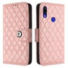 For Redmi Note 7 / 7 Pro / 7S Rhombic Texture Flip Leather Phone Case with Lanyard(Coral Pink) - 2