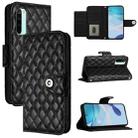 For Redmi Note 8 Pro Rhombic Texture Flip Leather Phone Case with Lanyard(Black) - 1