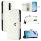 For Redmi Note 8 Rhombic Texture Flip Leather Phone Case with Lanyard(White) - 1
