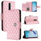 For Redmi Note 8 Rhombic Texture Flip Leather Phone Case with Lanyard(Pink) - 1