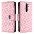 For Redmi Note 8 Rhombic Texture Flip Leather Phone Case with Lanyard(Pink) - 2