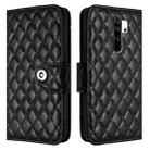 For Redmi Note 8 Rhombic Texture Flip Leather Phone Case with Lanyard(Black) - 2