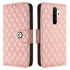 For Redmi Note 8 Rhombic Texture Flip Leather Phone Case with Lanyard(Coral Pink) - 2