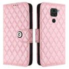 For Redmi Note 9 Global / 10X 4G Rhombic Texture Flip Leather Phone Case with Lanyard(Pink) - 2