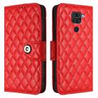 For Redmi Note 9 Global / 10X 4G Rhombic Texture Flip Leather Phone Case with Lanyard(Red) - 2