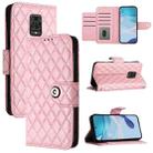 For Redmi Note 9 Pro / Note 9 Pro Max Rhombic Texture Flip Leather Phone Case with Lanyard(Pink) - 1