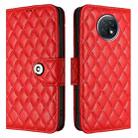 For Redmi Note 9T Global Rhombic Texture Flip Leather Phone Case with Lanyard(Red) - 2