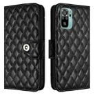 For Redmi Note 10 4G / Note 10S Rhombic Texture Flip Leather Phone Case with Lanyard(Black) - 2