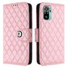 For Redmi Note 11 SE India Rhombic Texture Flip Leather Phone Case with Lanyard(Pink) - 2