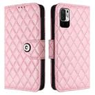For Redmi Note 10 5G / Note 10T 5G Rhombic Texture Flip Leather Phone Case with Lanyard(Pink) - 2