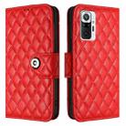 For Redmi Note 10 Pro / Note 10 Pro Max Rhombic Texture Flip Leather Phone Case with Lanyard(Red) - 2
