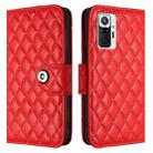 For Redmi Note 10 Pro India Rhombic Texture Flip Leather Phone Case with Lanyard(Red) - 2