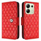 For Redmi Note 13 4G Global Rhombic Texture Flip Leather Phone Case with Lanyard(Red) - 2