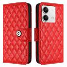 For Redmi Note 13 5G Global Rhombic Texture Flip Leather Phone Case with Lanyard(Red) - 2