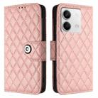 For Redmi Note 13 5G Global Rhombic Texture Flip Leather Phone Case with Lanyard(Coral Pink) - 2