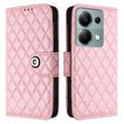 For Redmi Note 13 Pro 4G Global Rhombic Texture Flip Leather Phone Case with Lanyard(Pink) - 2